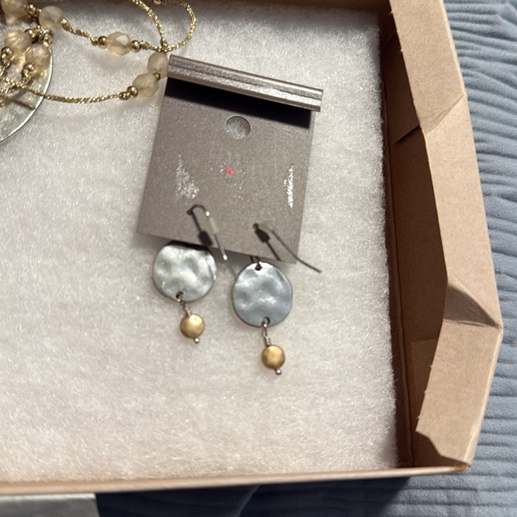 J. Jill Gold and Silver Textured Necklace and earrings - Picture 4 of 4